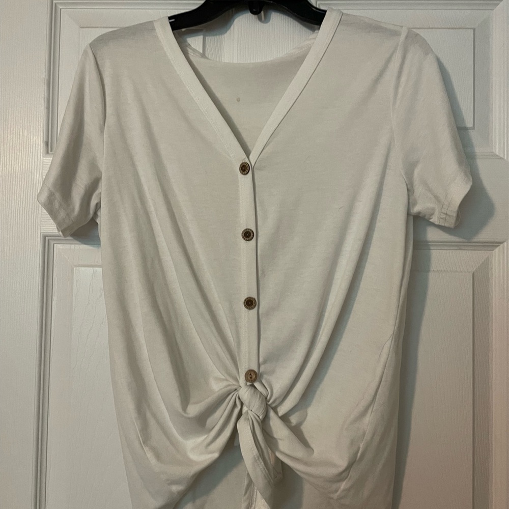 White Cropped Shirt with buttons.